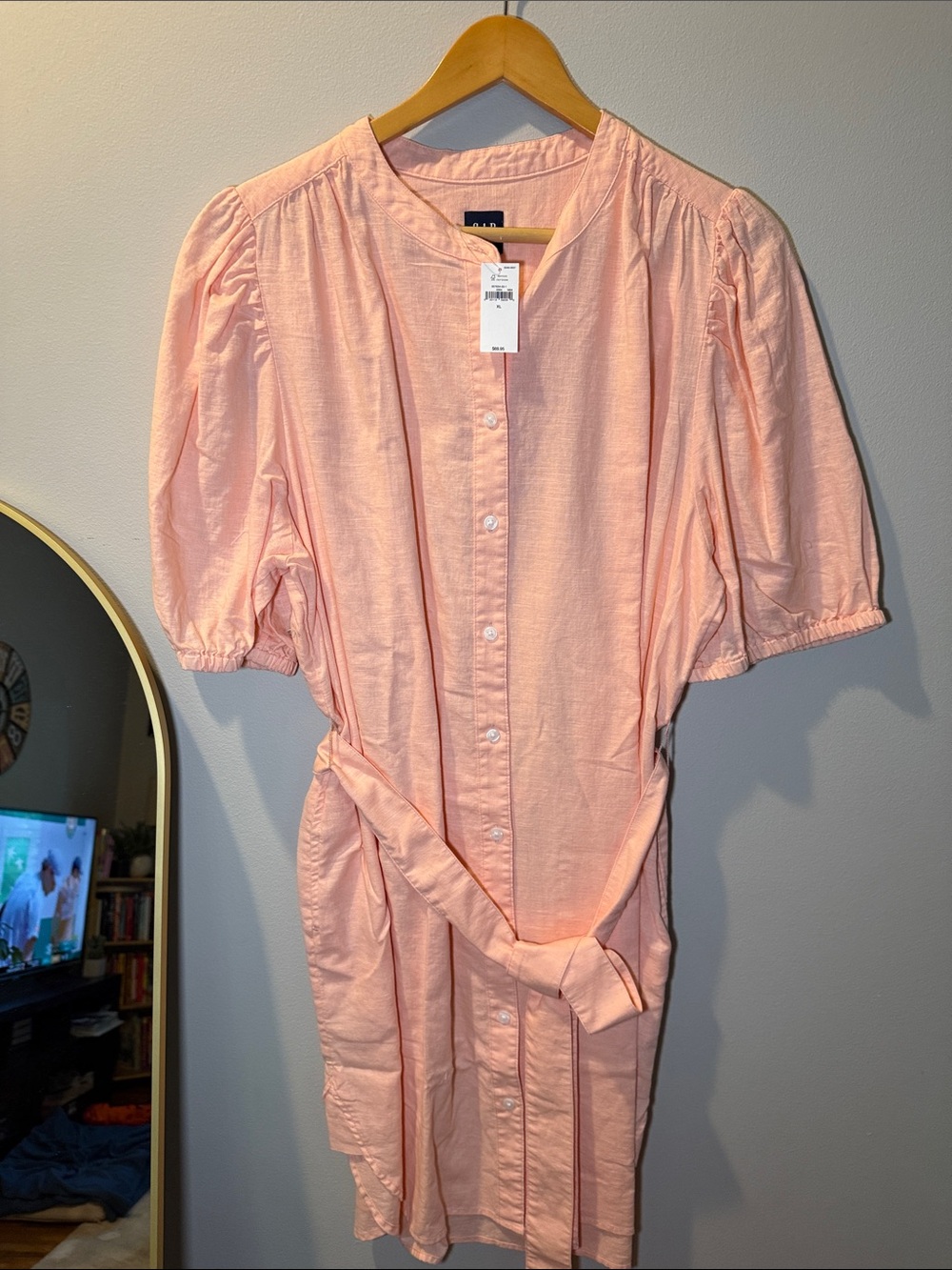 GAP Light Peach Button-Front Mini Dress